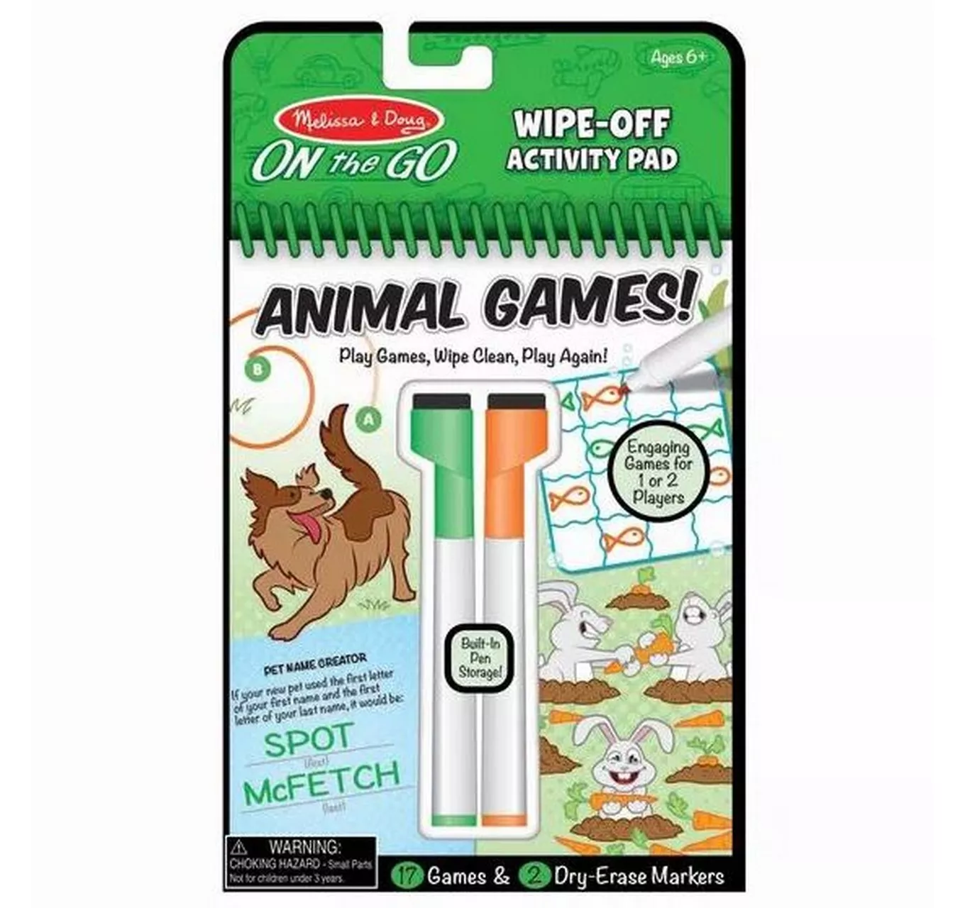 Wipe-Off Activity Pad Animals