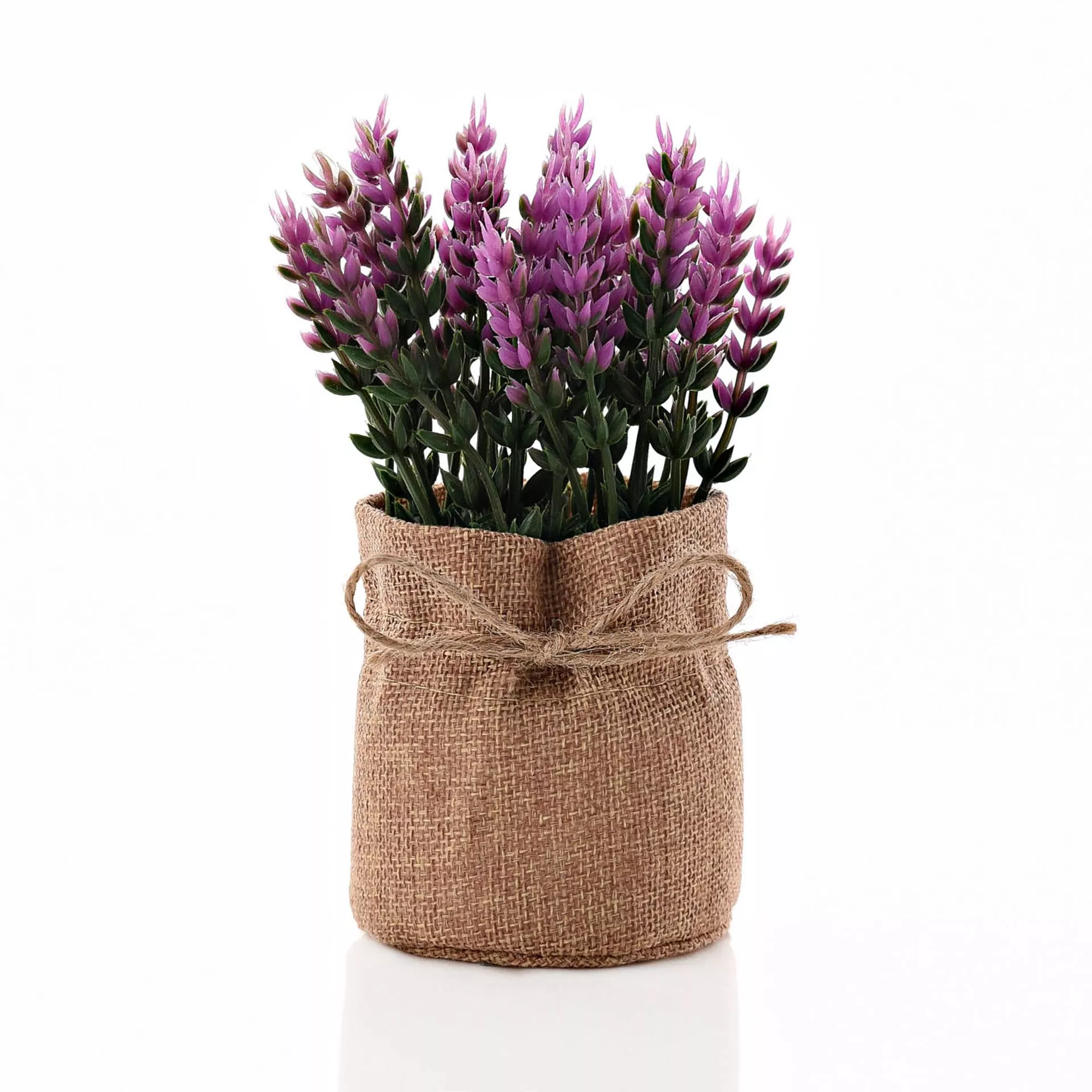 Small Faux Plant in Hessian Bag 15cm - Purple