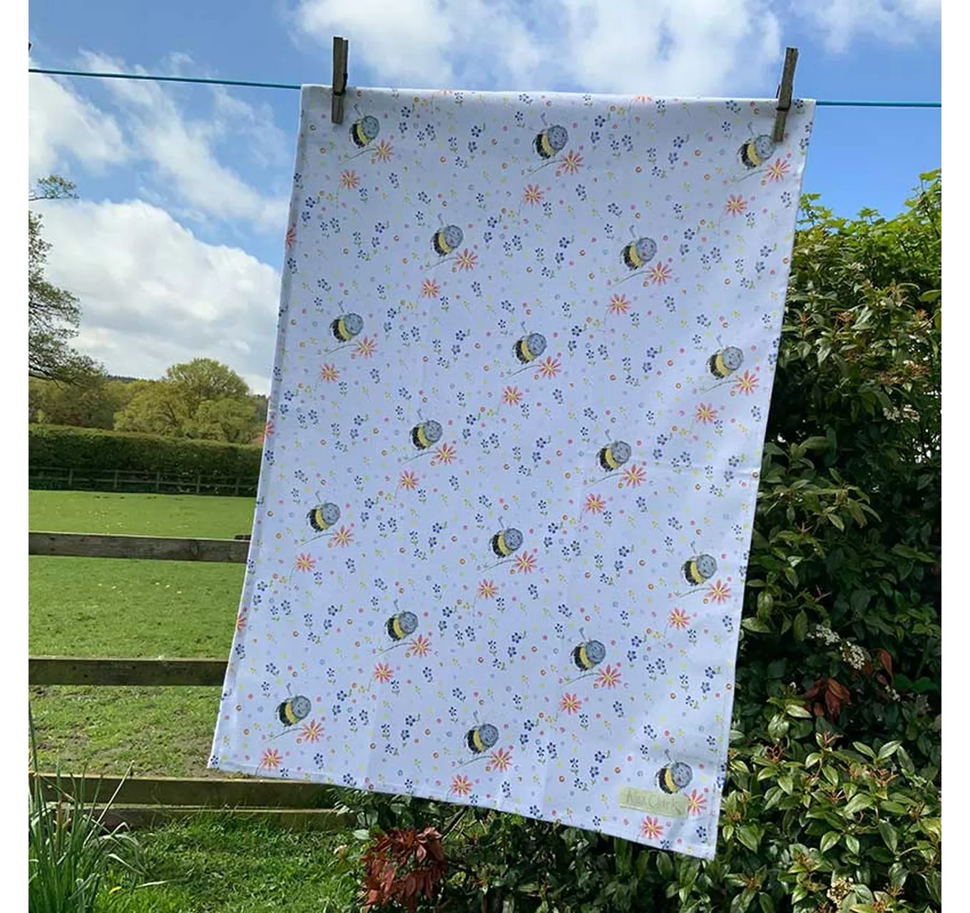 Bees & Flowers Tea Towel