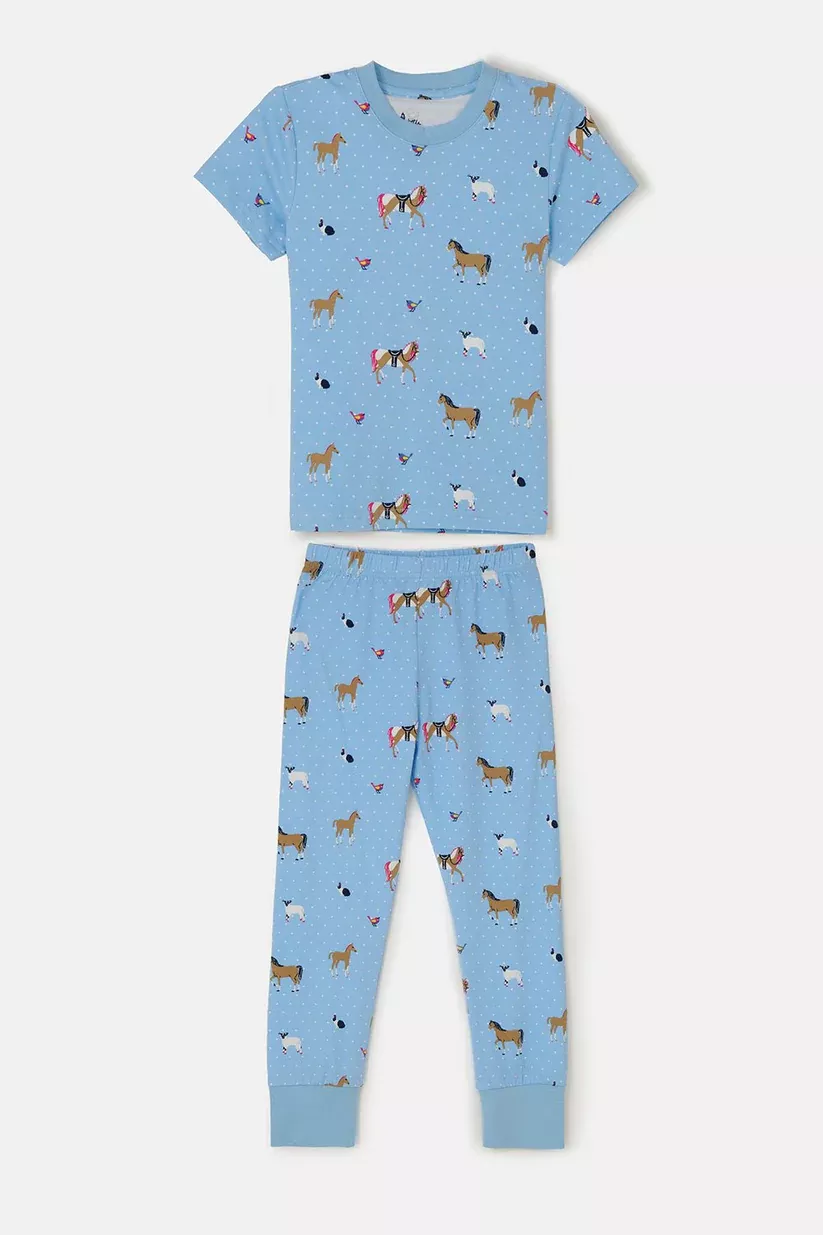 Girls Pyjamas Blue Animal Print 3-4yrs